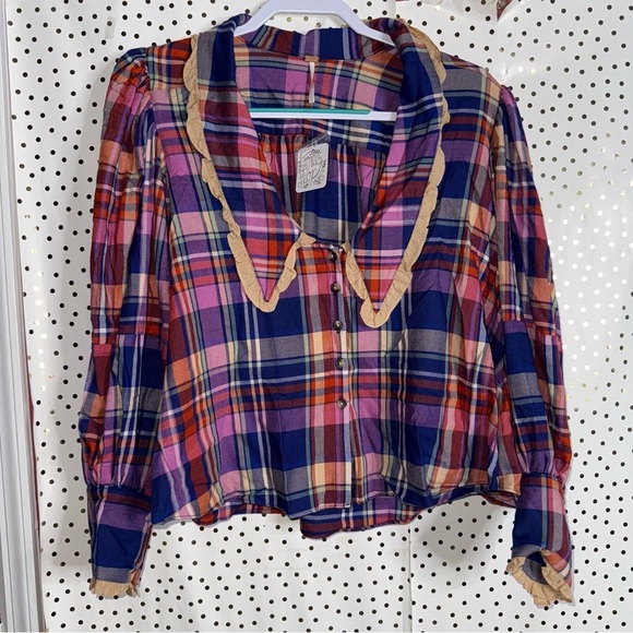 Free People Bexley Plaid Top - Picture 1 of 9